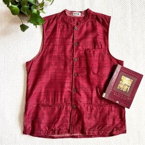Fabindia Vintage Woven Silk Red Vest